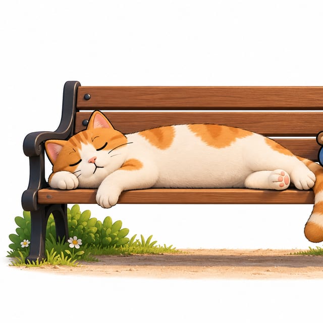 The cat booked the entire bench. We respect the reservation.
